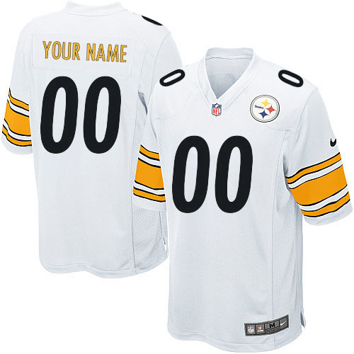 Youth Elite Nike Jersey White Road - Customized NFL Pittsburgh Steelers